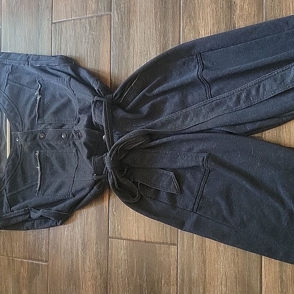 Anthropologie Daily Practice Utility Jumpsuit Blue Tie Waist - Picture 4 of 10